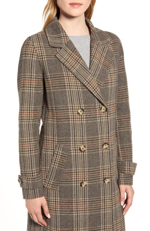 Shop Kenneth Cole New York Plaid Wool Blend Coat With Removable Faux Fur Collar In Brown Plaid