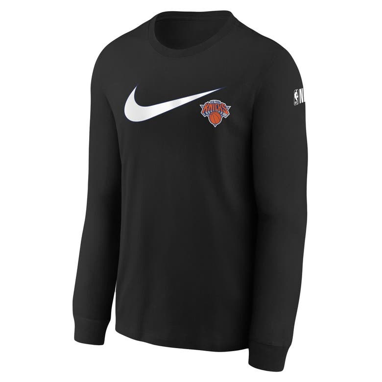 Shop Nike Youth  Black New York Knicks Swoosh Long Sleeve T-shirt