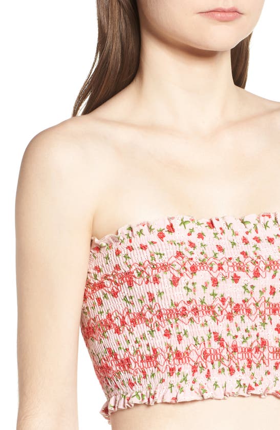 Shop Topshop Floral Print Tube Top In Pink Multi