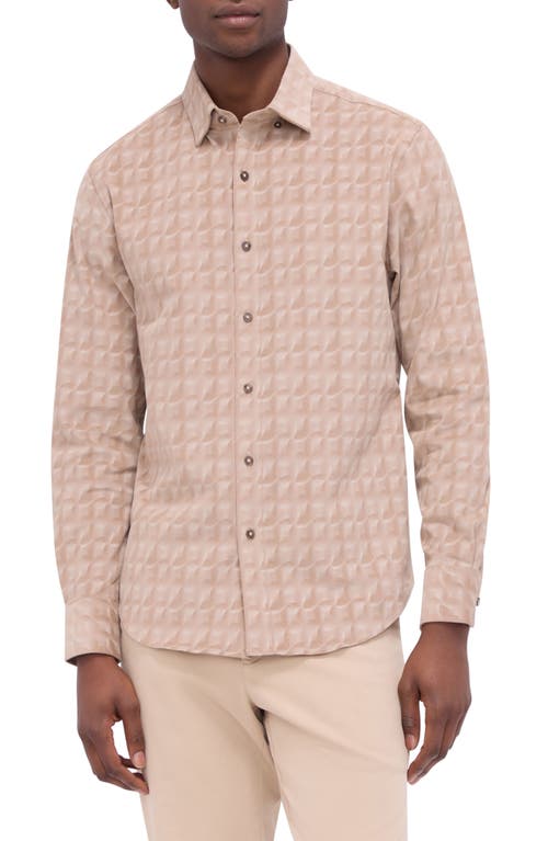 Bugatchi Karl Abstract Print Stretch Corduroy Button-up Shirt In Caramel