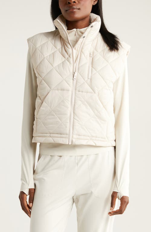 Shop Zella Reversible Quilted Nylon Puffer Vest In Grey Moonbeam