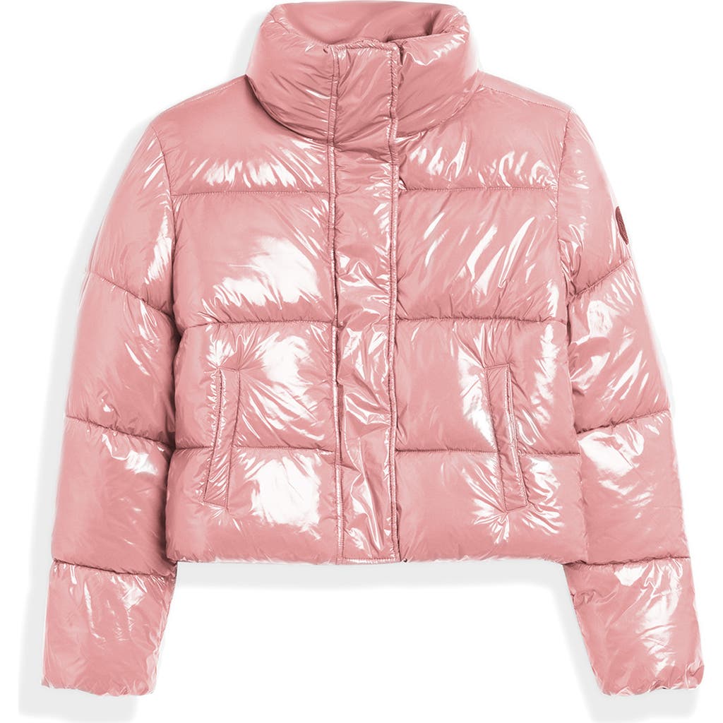 Noize Coco Crop Water Resistant Puffer Jacket In Dusty Pink