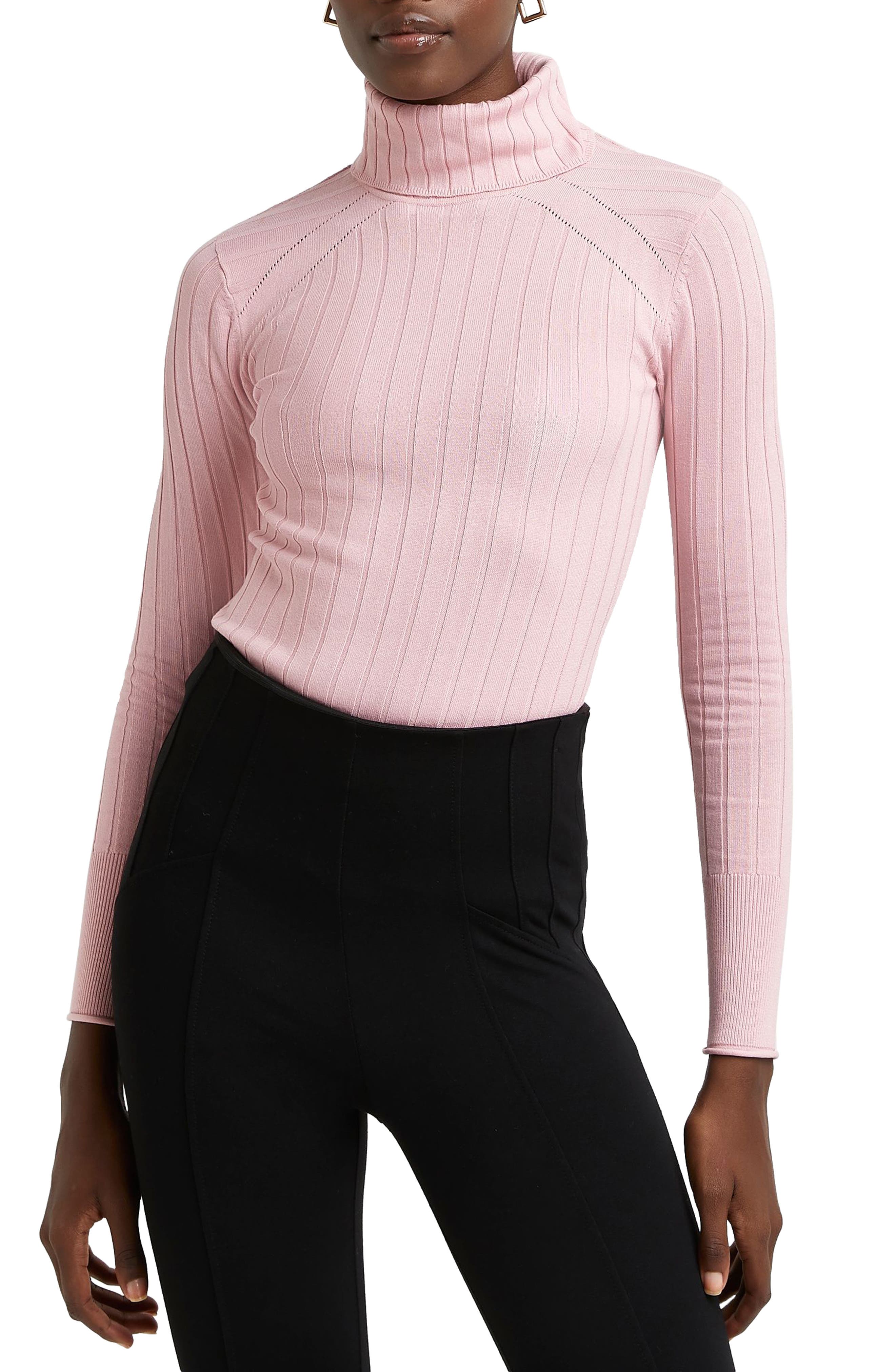 womens pink turtleneck sweater