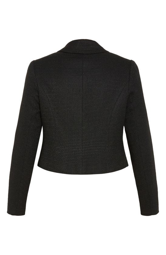 Shop City Chic Regina Bouclé Crop Jacket In Black