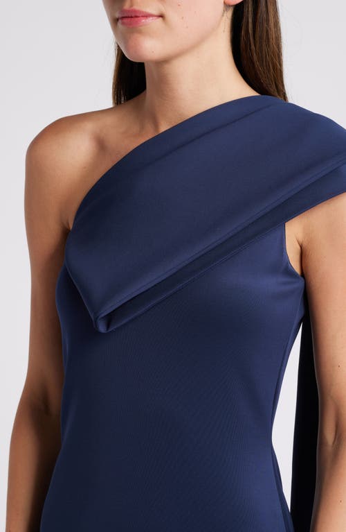 Shop Black Halo Dolores One-shoulder Satin Cocktail Dress In Pacific Blue