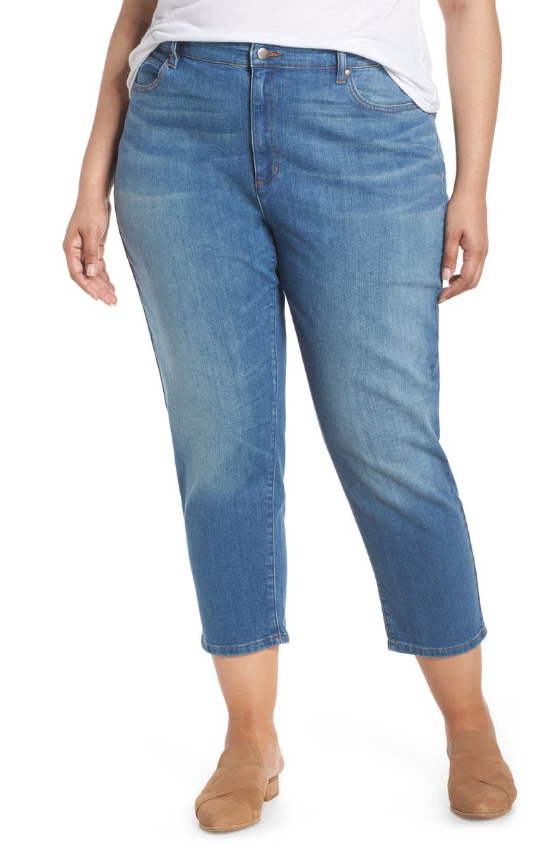 Eileen Fisher High Waist Tapered Ankle Jeans (Solar Blue) (Plus Size ...