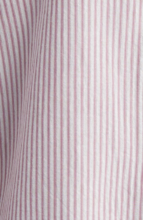 Shop Officine Generale Officine Générale Gaston Rustic Stripe Button-up Shirt In Ecru/sunset Berry