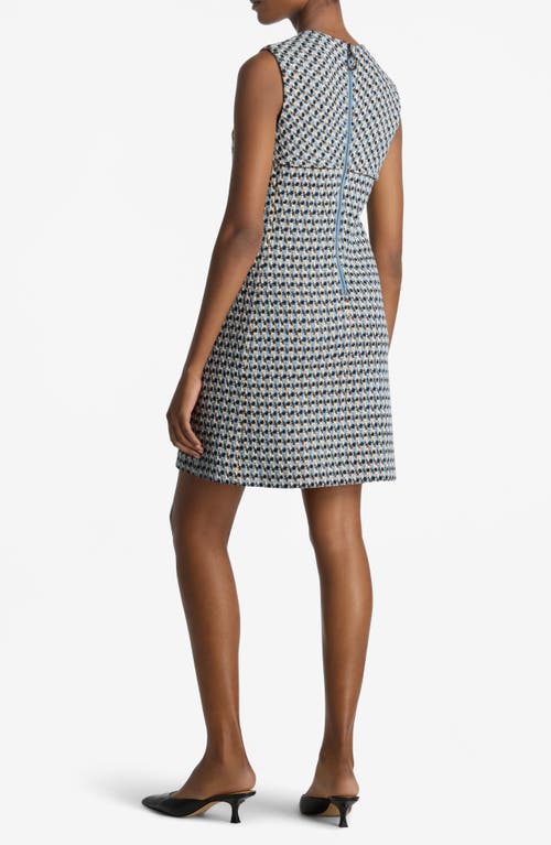 St John Italian Tweed Shift Dress In Royal Blue/white Multi