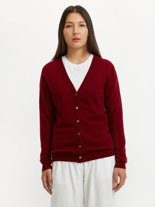 Shop Gobi Cashmere V-neck Cardigan In Bordeaux