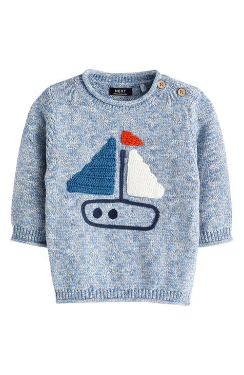 Kids' Sailboat Appliqué Cotton Sweater (Toddler & Little Kid)