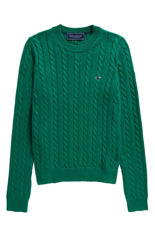 vineyard vines Kids' Cotton & Cashmere Cable Sweater in Green Meadow