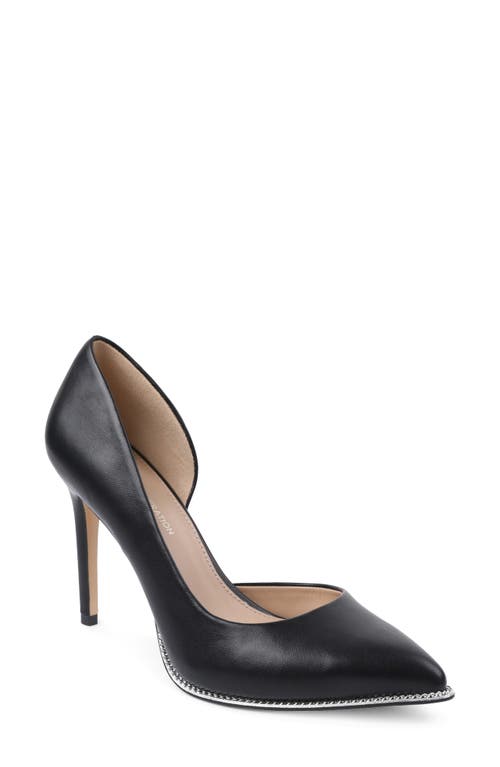 Harnoy Half d'Orsay Pointed Toe Pump in Black Faux Leather