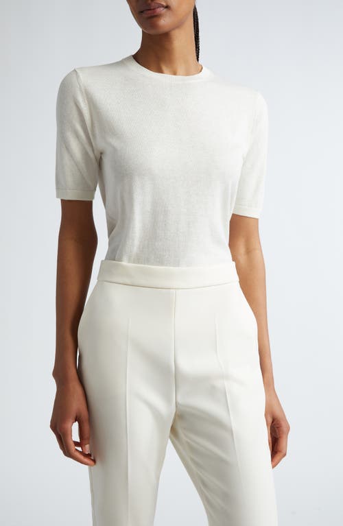 Max Mara Warren Short Sleeve Silk & Cashmere Crewneck Sweater In White