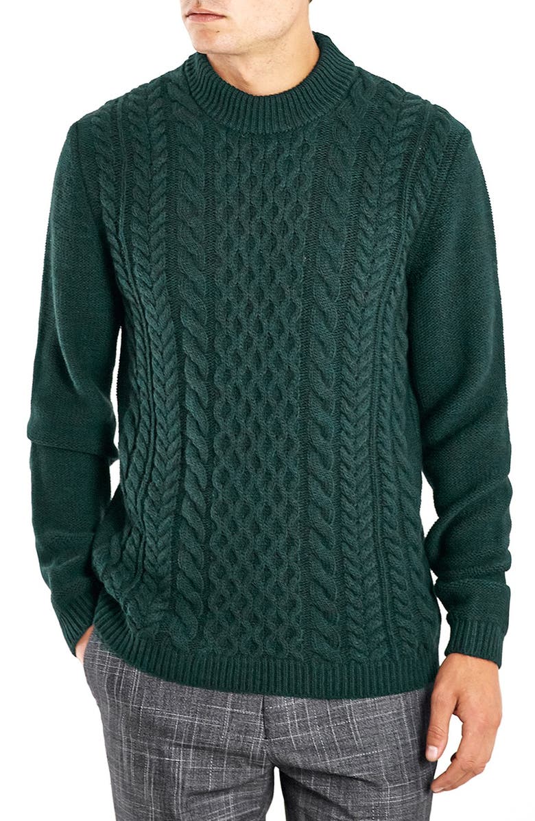 Topman Heavyweight Cable Knit Crewneck Sweater | Nordstrom