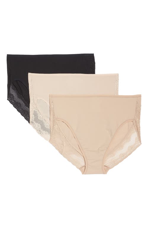 Shop Natori Bliss Perfection 3-pack French Cut Briefs In Black/caf/lt Mocha