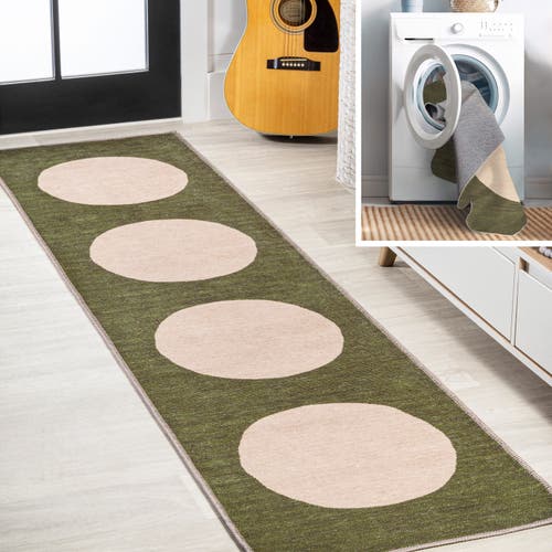 Jonathan Y Cirkel Minimalist Geometric Dot Machine-washable Area Rug In Green/cream