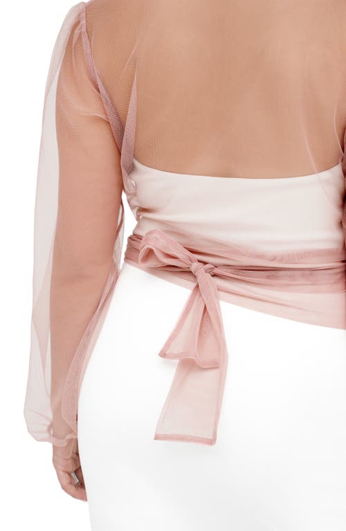 Shop Marcella Verona Sheer Mesh Wrap Bolero In Dusty Pink