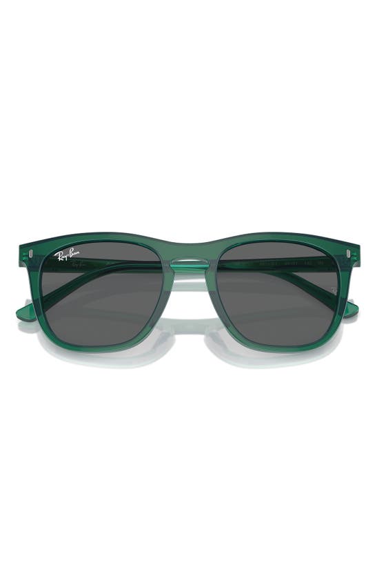 Ray Ban 53mm Polarized Square Sunglasses In Transparent Green