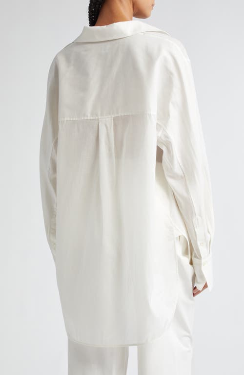 Totême Toteme Oversize Wide Sleeve Cotton Blend Button-up Shirt In White