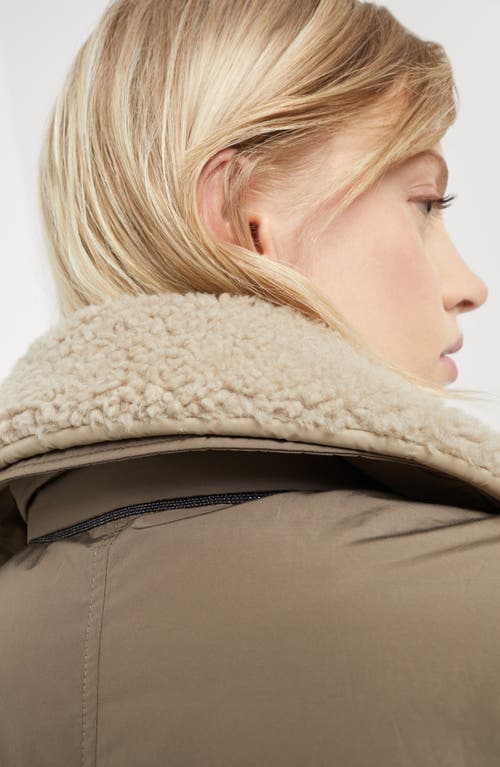 Shop Brunello Cucinelli Water-resistant Taffeta Down Jacket With Detachable Shearling Collar And Monili In Rope