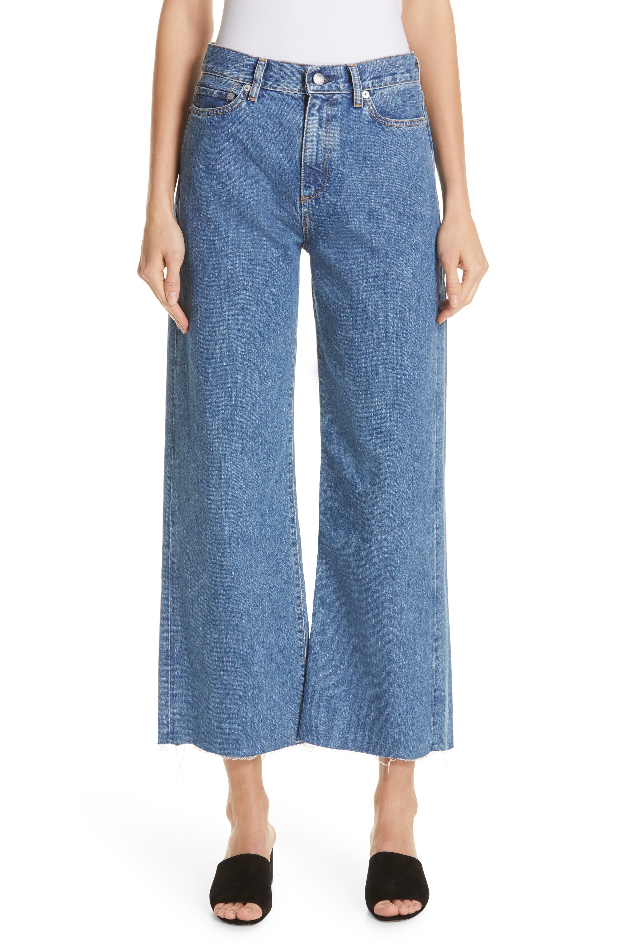 Simon Miller Crop Frayed Wide Leg Jeans 