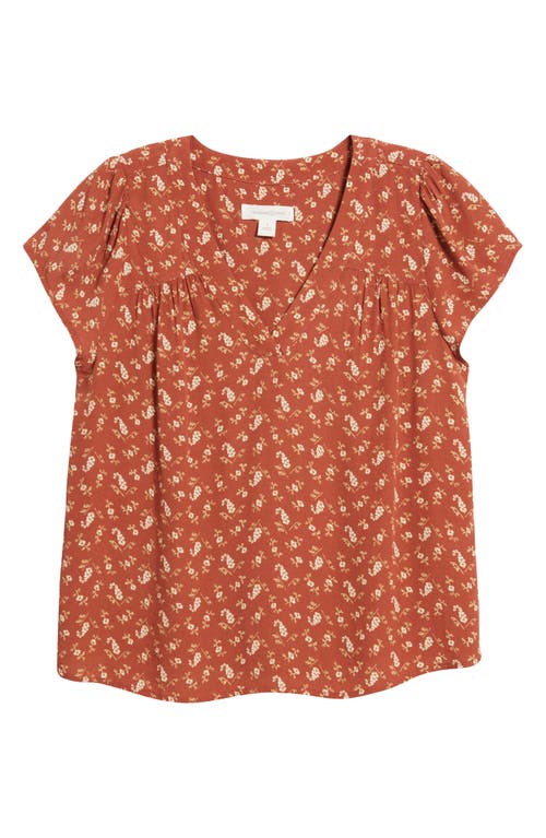 Shop Treasure & Bond V-neck Popover Top In Brown Mahogany Little Paris