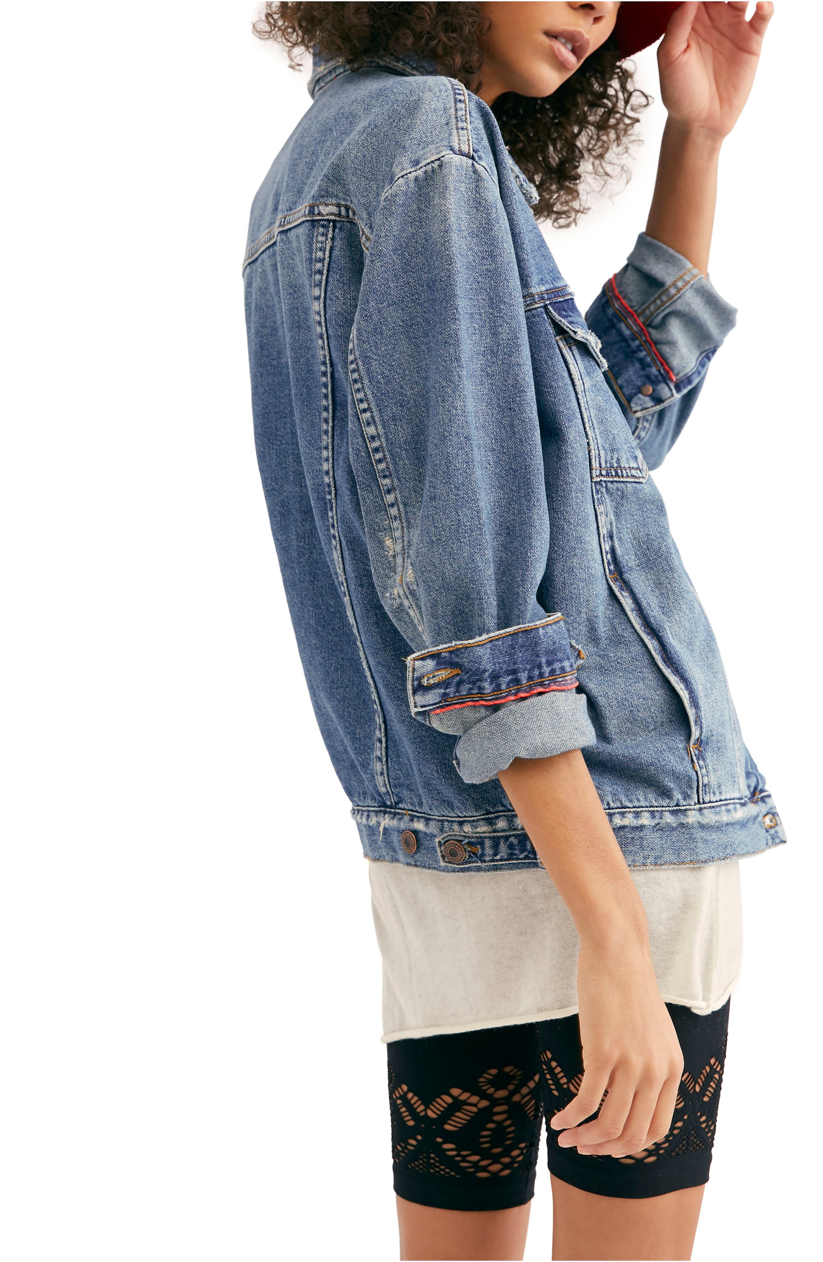 free people ramona cotton denim trucker jacket