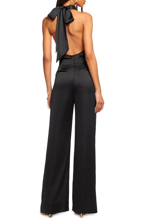 Shop Ramy Brook Tatiana Halter Neck Satin Jumpsuit In Black