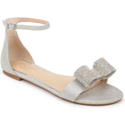 Jewel Badgley Mischka Una Flat Sandal, Metallic