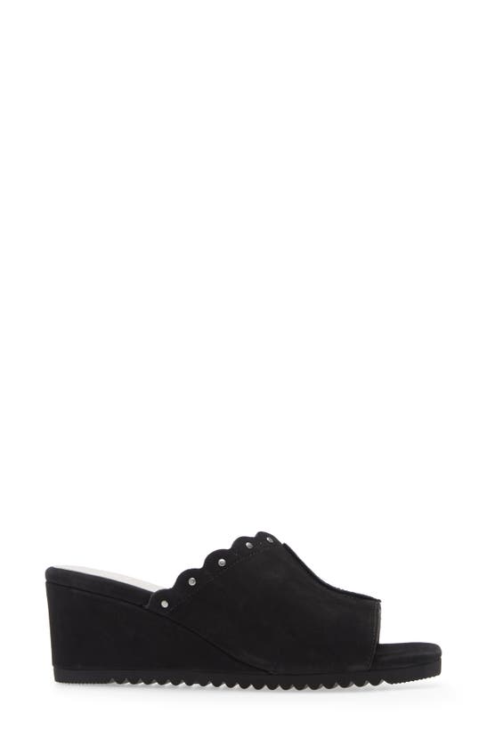 David Tate Song Wedge Sandal In Black Nubuck Leather