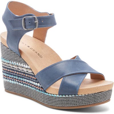 Lucky Brand Yarosan Platform Wedge Sandal, Blue