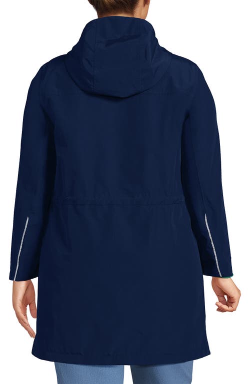 Shop Lands' End Plus Size Squall Hooded Waterproof Raincoat In Deep Sea Navy