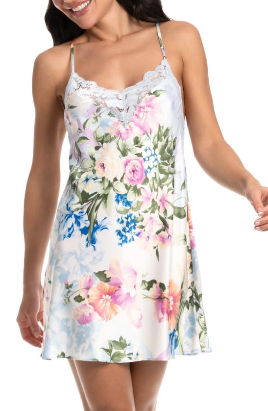 Shop In Bloom By Jonquil Amour Lace Trim Chemise In Heather Blue