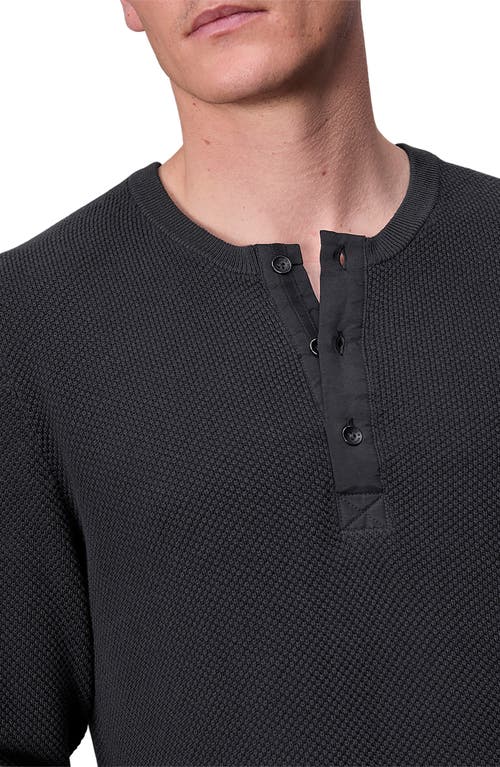 Rag & Bone Dexter Washed Organic Cotton Henley In Dark Grey