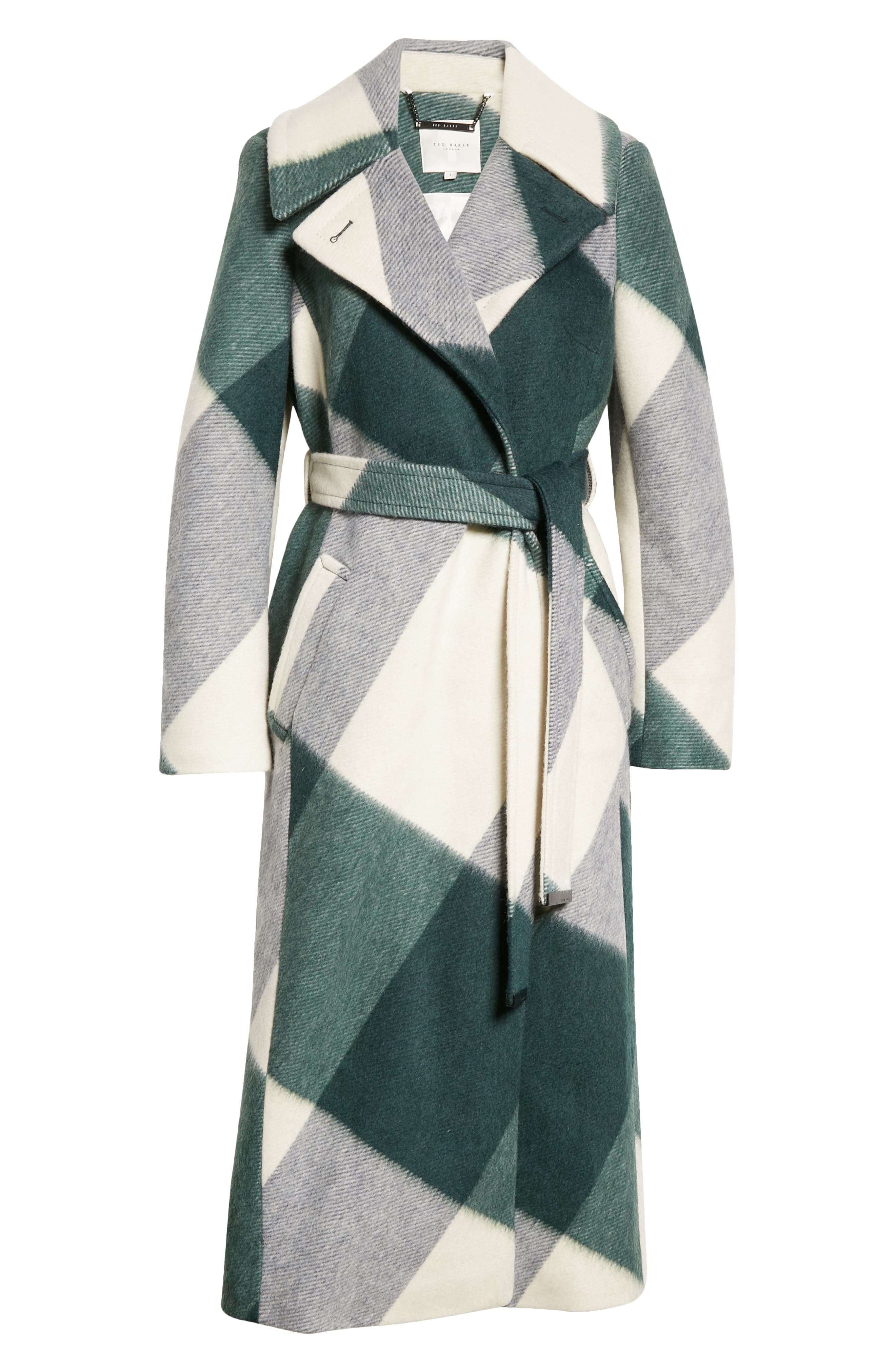 ted baker jojoe check wool blend coat navy