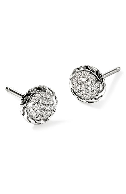 Shop John Hardy Jh Essential Pavé Stud Earrings, Sterling Silver, Diamonds In Silver/diamond