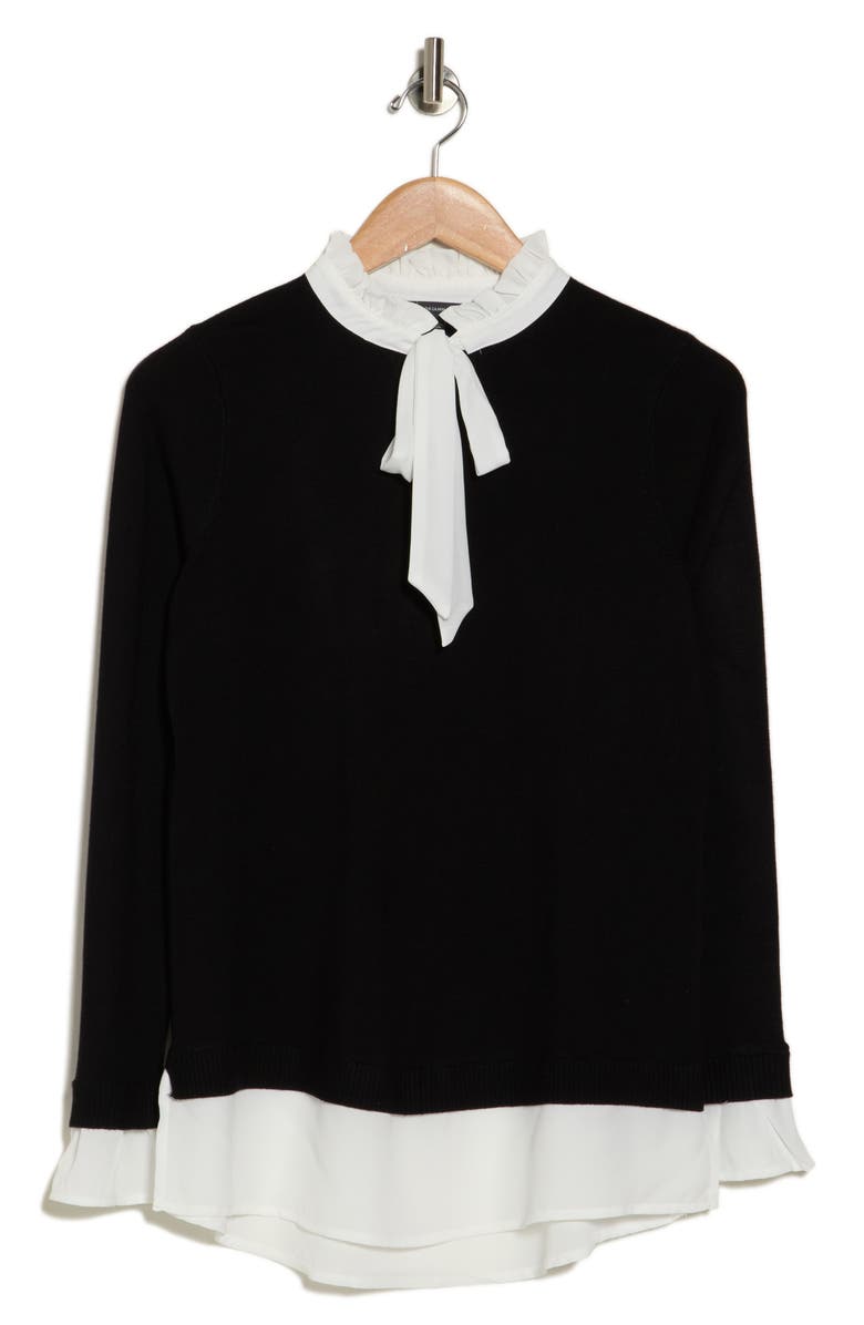 Adrianna Papell Ruffle Tie Neck Sweater | Nordstromrack