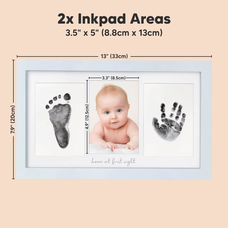 Shop Keababies Duo Clean Touch Inkless Hand & Footprint Frame Kit In Mist Blue