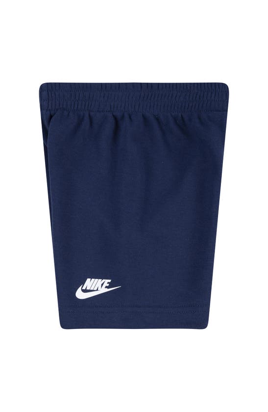 Shop Nike Sportswear Jersey Graphic T-shirt & French Terry Shorts Set In Midnight Navy