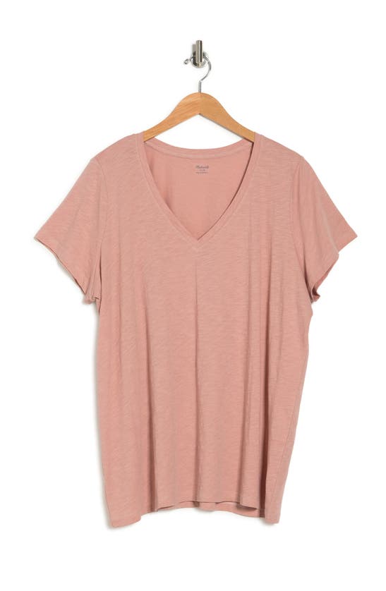 Shop Madewell Whisper Cotton V-neck T-shirt In Gentle Blush