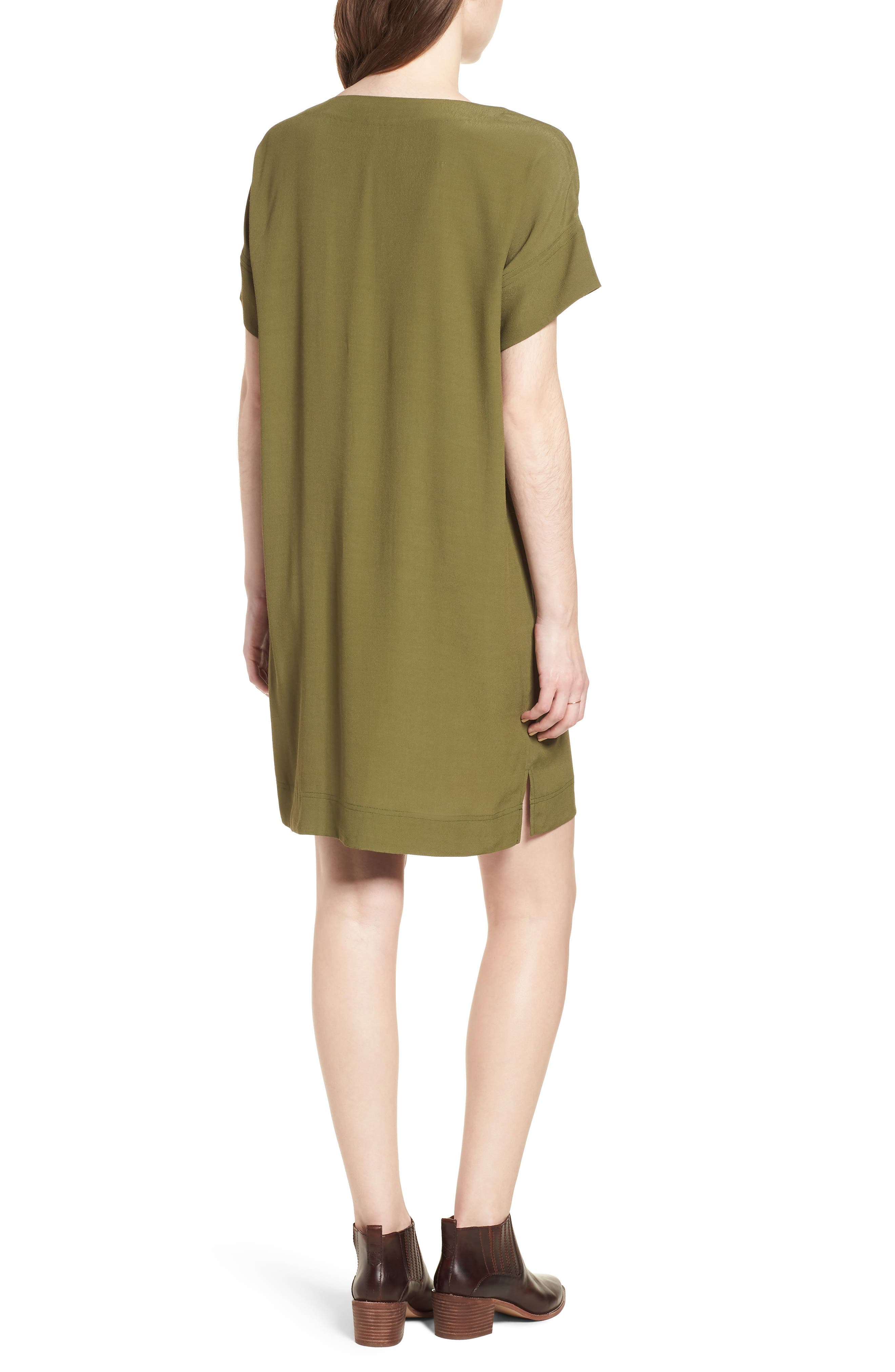 beige shift dress with sleeves