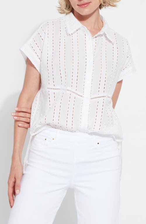 Shop Lyssé Cornet Short Sleeve Cotton Eyelet Button-up Shirt In White