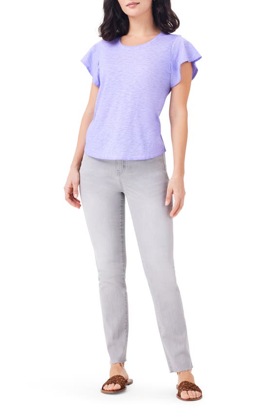 Shop Nzt By Nic+zoe Flutter Sleeve Cotton T-shirt In Lavender
