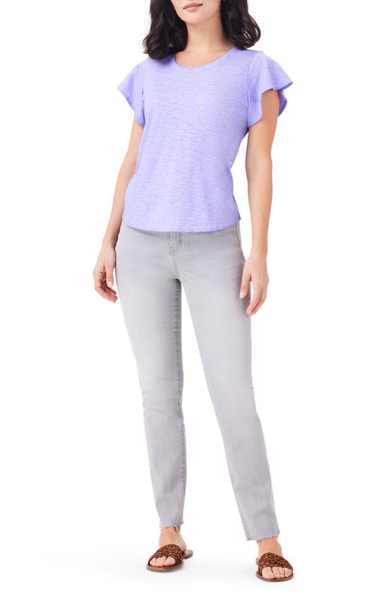 Nzt By Nic+zoe Flutter Sleeve Cotton T-shirt In Lavender