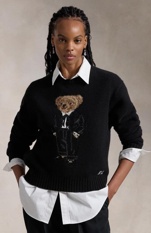 Shop Polo Ralph Lauren Party Bear Intarsia Wool & Cashmere Sweater In Polo Black Multi