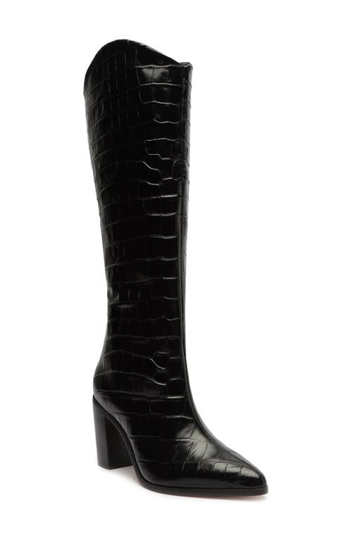 Schutz Maryana Pointed Toe Block Heel Knee High Boot in Black at Nordstrom, Size 5.5
