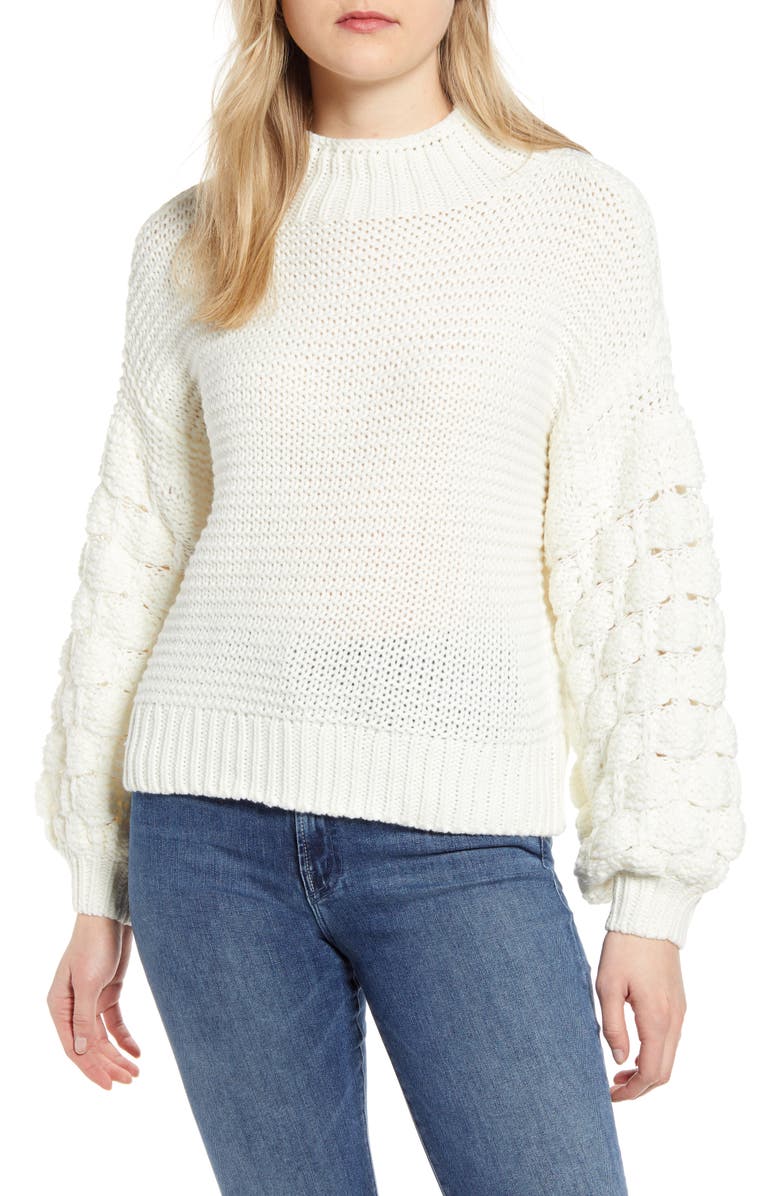 RD Style Bubble Sleeve Mock Neck Sweater | Nordstrom