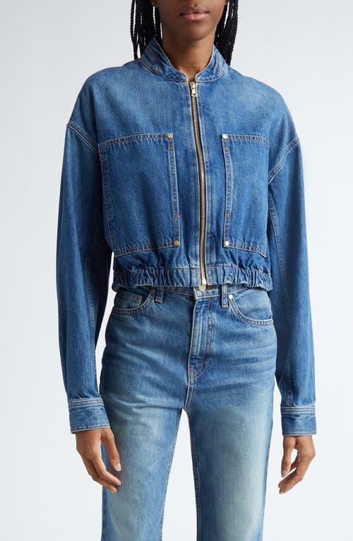 Shop Ulla Johnson The Alessa Denim Bomber Jacket In Danube Medium Indigo Wash