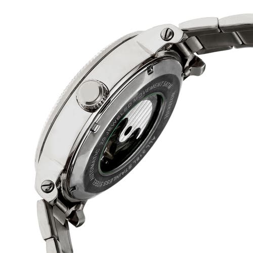 Heritor Automatic Aries Skeleton Dial Bracelet Watch In Silver/black