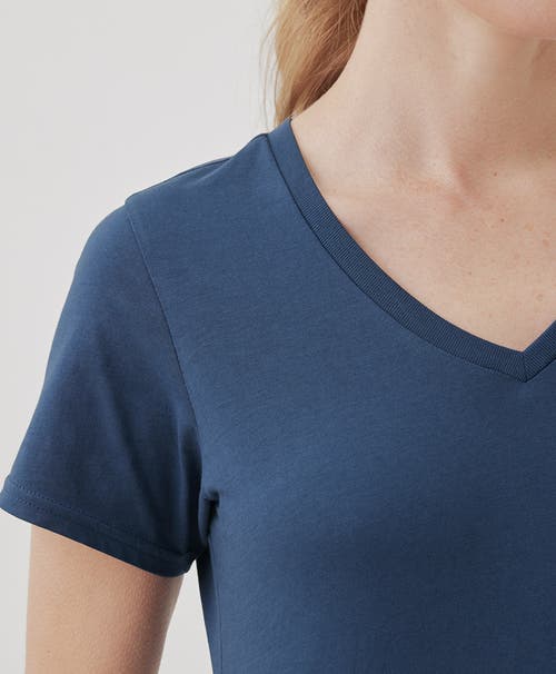 Pact Organic Cotton Softspun V-neck Tee In French Navy